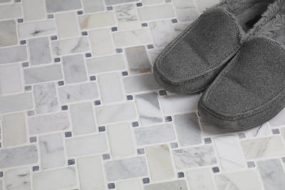 Bianco Jolie Antique Basket Weave Mosaic Marble Sample