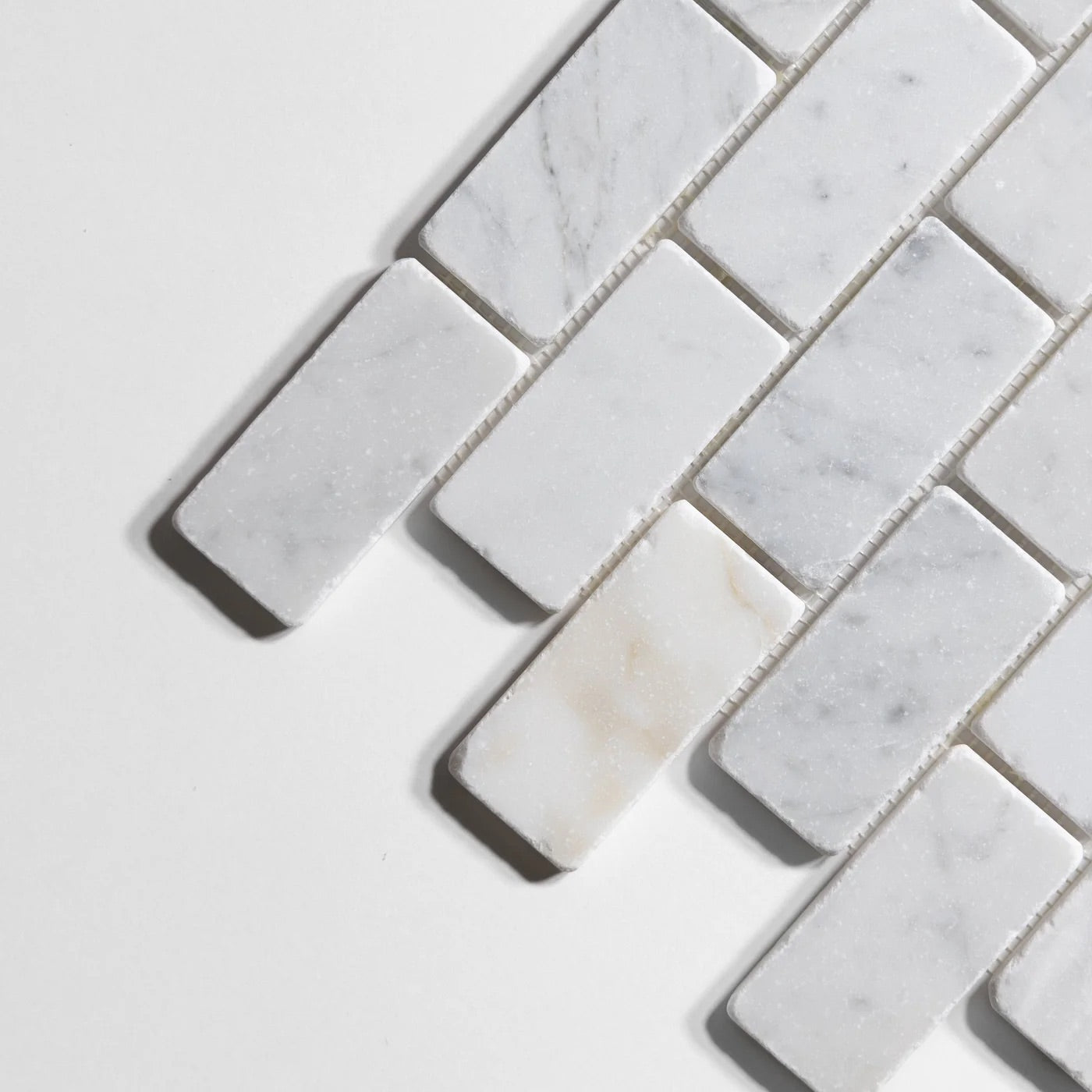 Bianco Jolie Antique Brick Mosaic Marble Sample