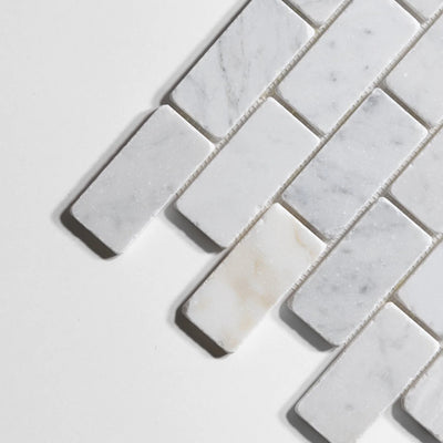 Bianco Jolie Antique Brick Mosaic Marble Sample