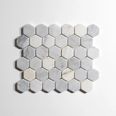 Bianco Jolie Antique Hex Mosaic Marble Sample