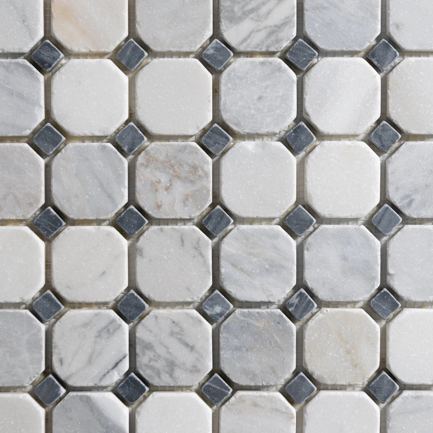 Bianco Jolie Antique and Bottega Octagon Mosaic Marble Sample