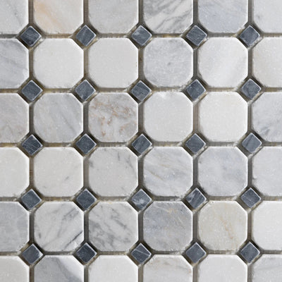 Bianco Jolie Antique and Bottega Octagon Mosaic Marble Sample