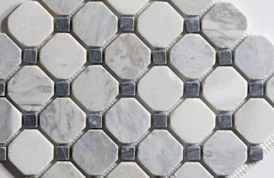 Bianco Jolie Antique and Bottega Octagon Mosaic Marble Sample