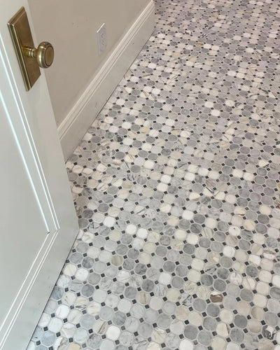 Bianco Jolie Antique and Bottega Octagon Mosaic Marble Sample