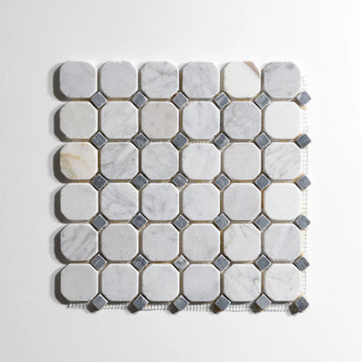 Bianco Jolie Antique and Bottega Octagon Mosaic Marble Sample