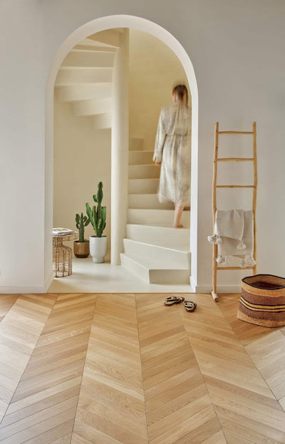 Taupe Oak Chevron Engineered Wood Sample