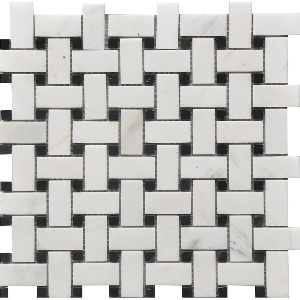 Casafina - Basketweave Black and White Marble Mosaic Sample