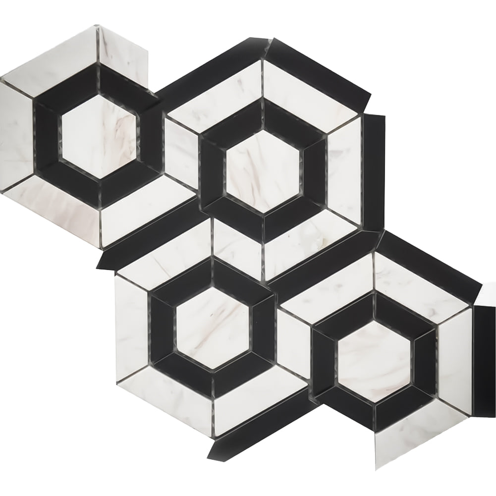 Casafina - Hexagon Black and White Marble Mosaic