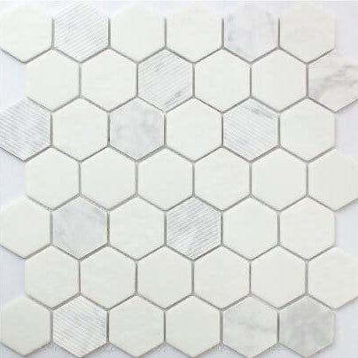 Casafina - Hexagon Marble and Glass Mosaic