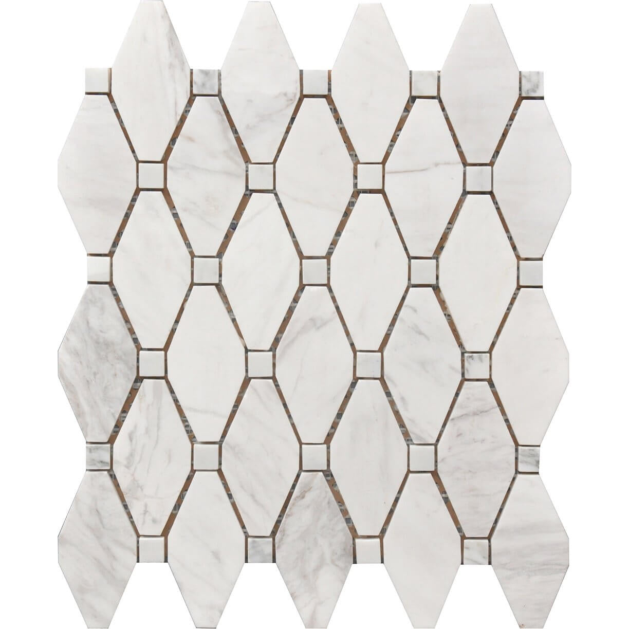 Casafina - Large Rhombus Carrara White Mosaic SAMPLE