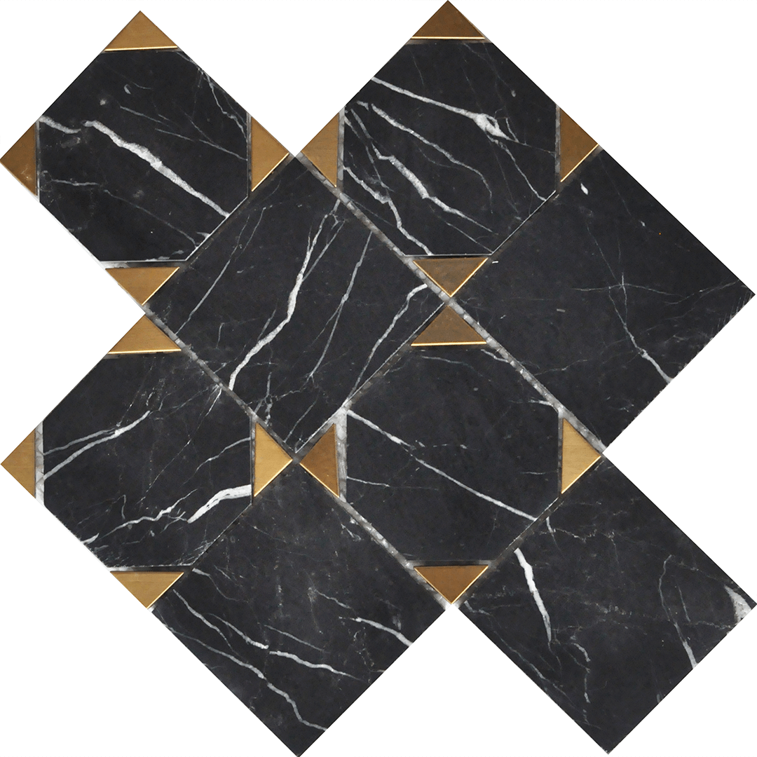 Casafina - Squares Nero Marble and Metal Mosaic Sample