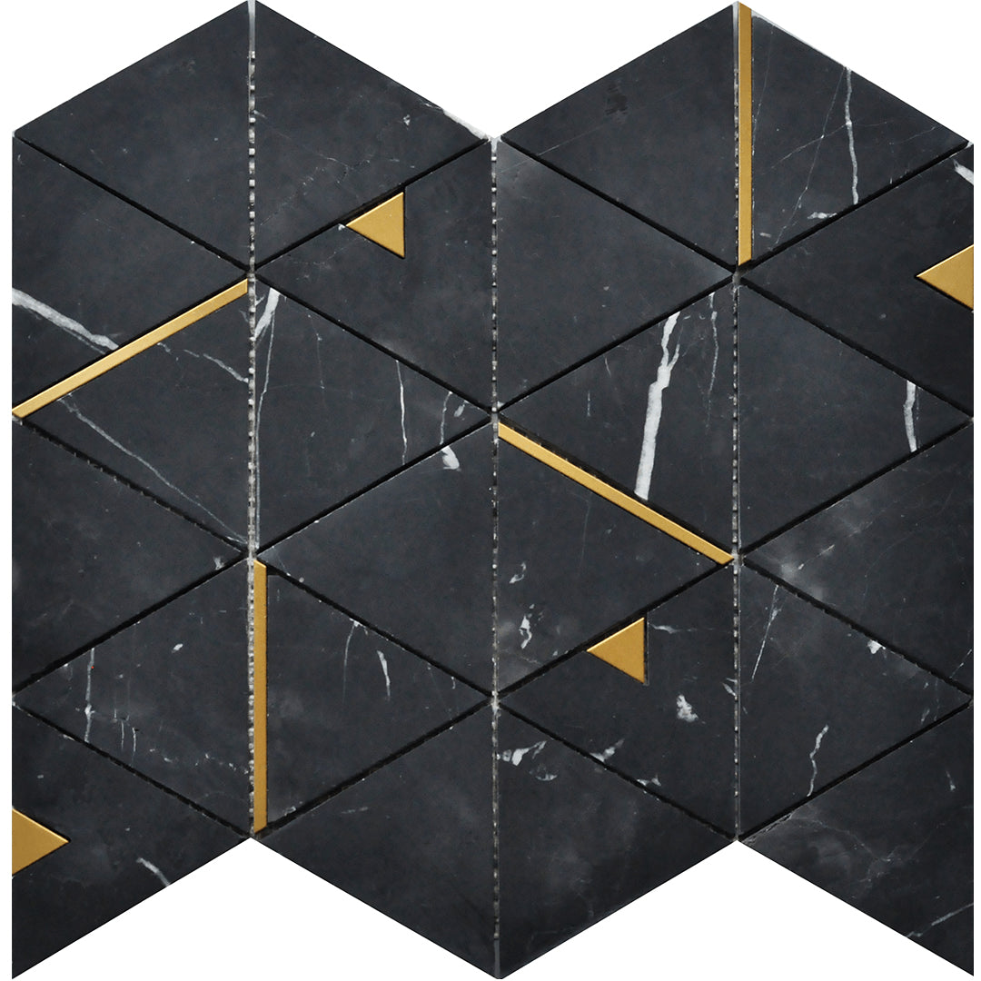 Casafina - Triangle Nero Marble and Metal Mosaic Sample