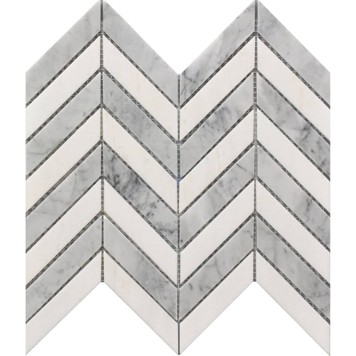 Casafina - Chevron White and Grey  Marble Mosaic