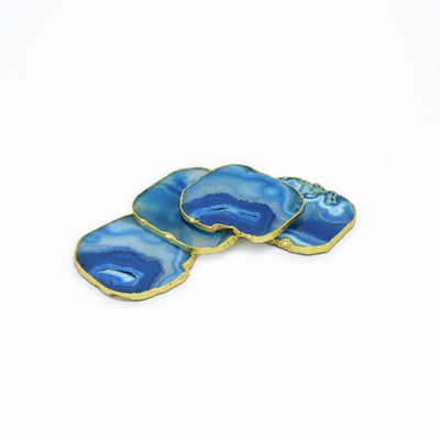 Blue Wave Agate Coaster Set